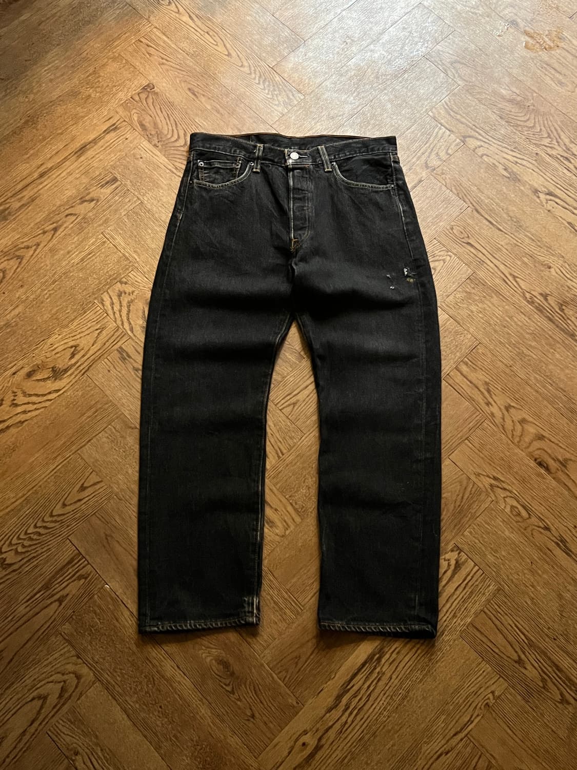 [34]리바이스 501 빈티지 워싱 흑청 데님 팬츠 상품이미지2