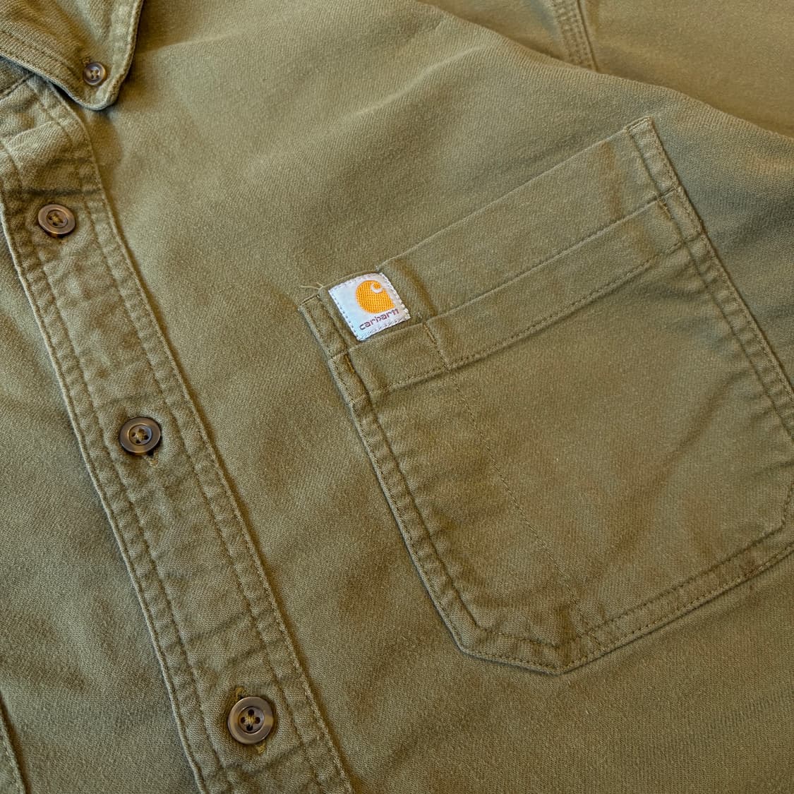 칼하트 정품 오리지널 해비 코튼 카키 긴팔 셔츠 상품이미지6