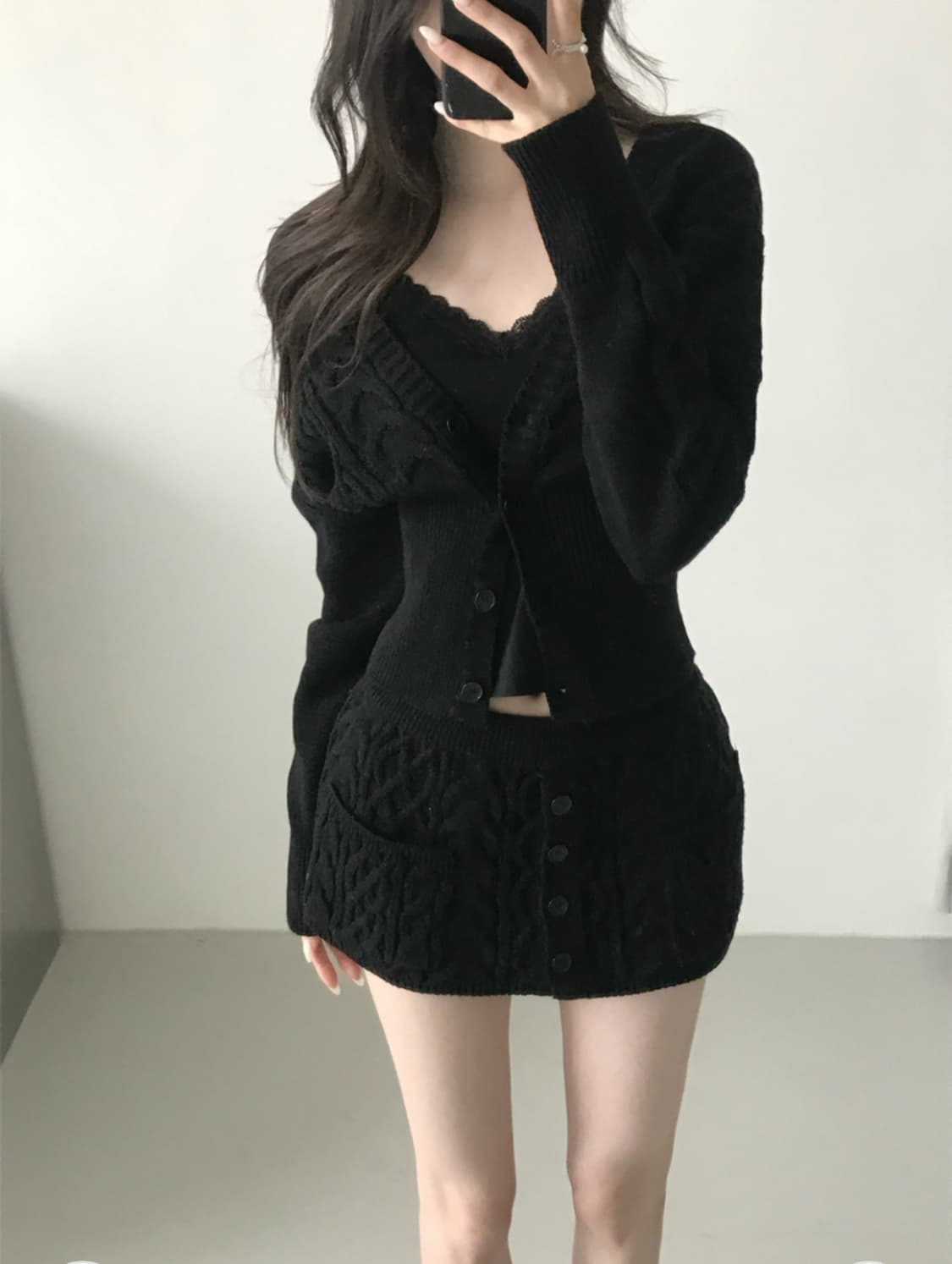 힐다x고희 디어 윈터 니트 셋업 새상품 블랙(실사첨부) 상품이미지1