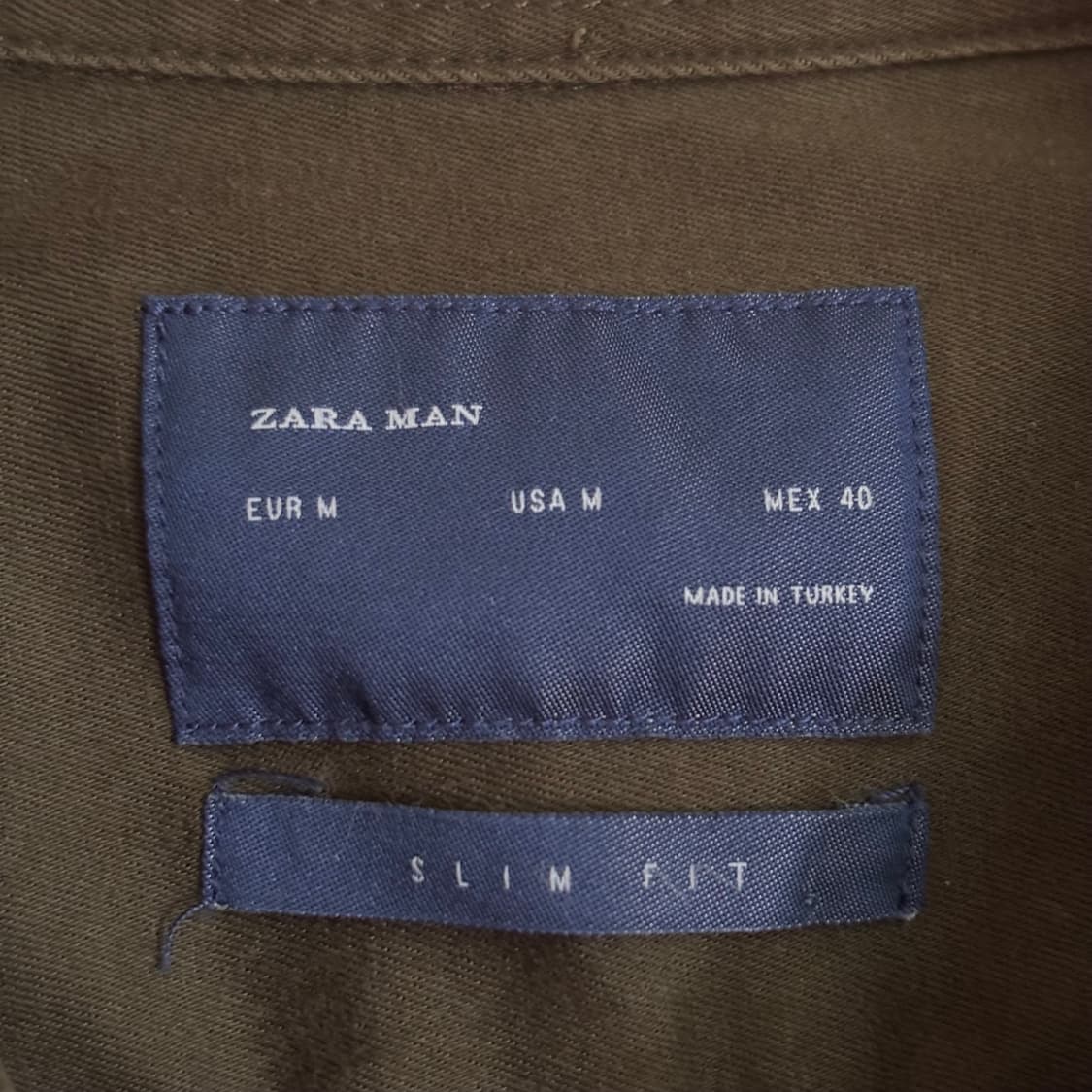 ZARA 자라 셔츠 슬림핏 M 빈티지 카키 스판 FW  상품이미지5