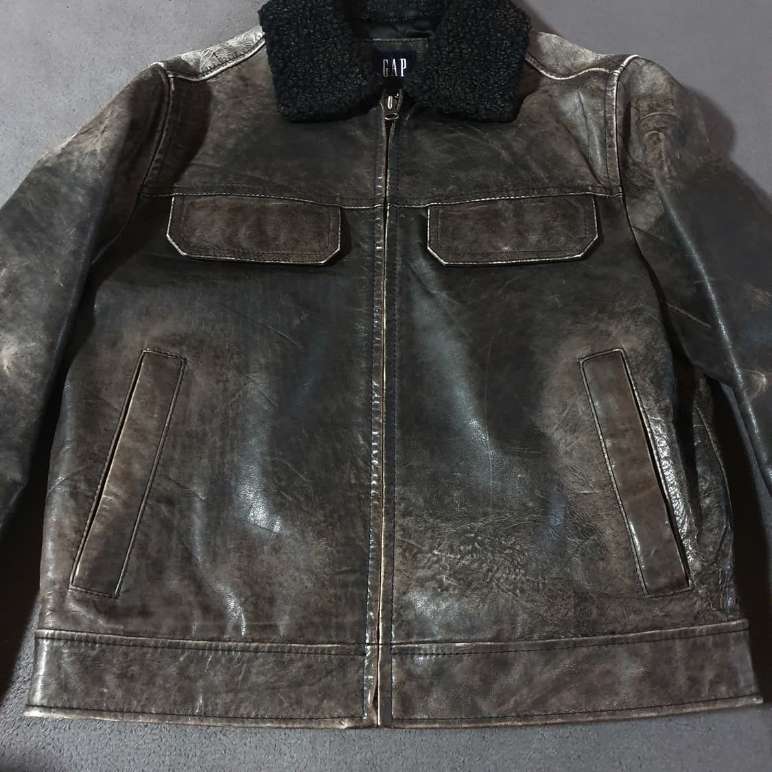 90s 올드 갭 카우 레더 자켓 xs 상품이미지5