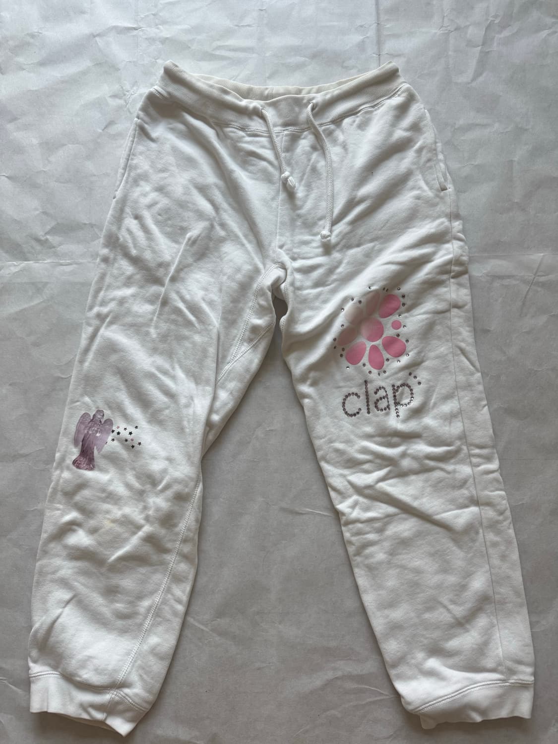 Gyaru Style White Jogger Pants 상품이미지1