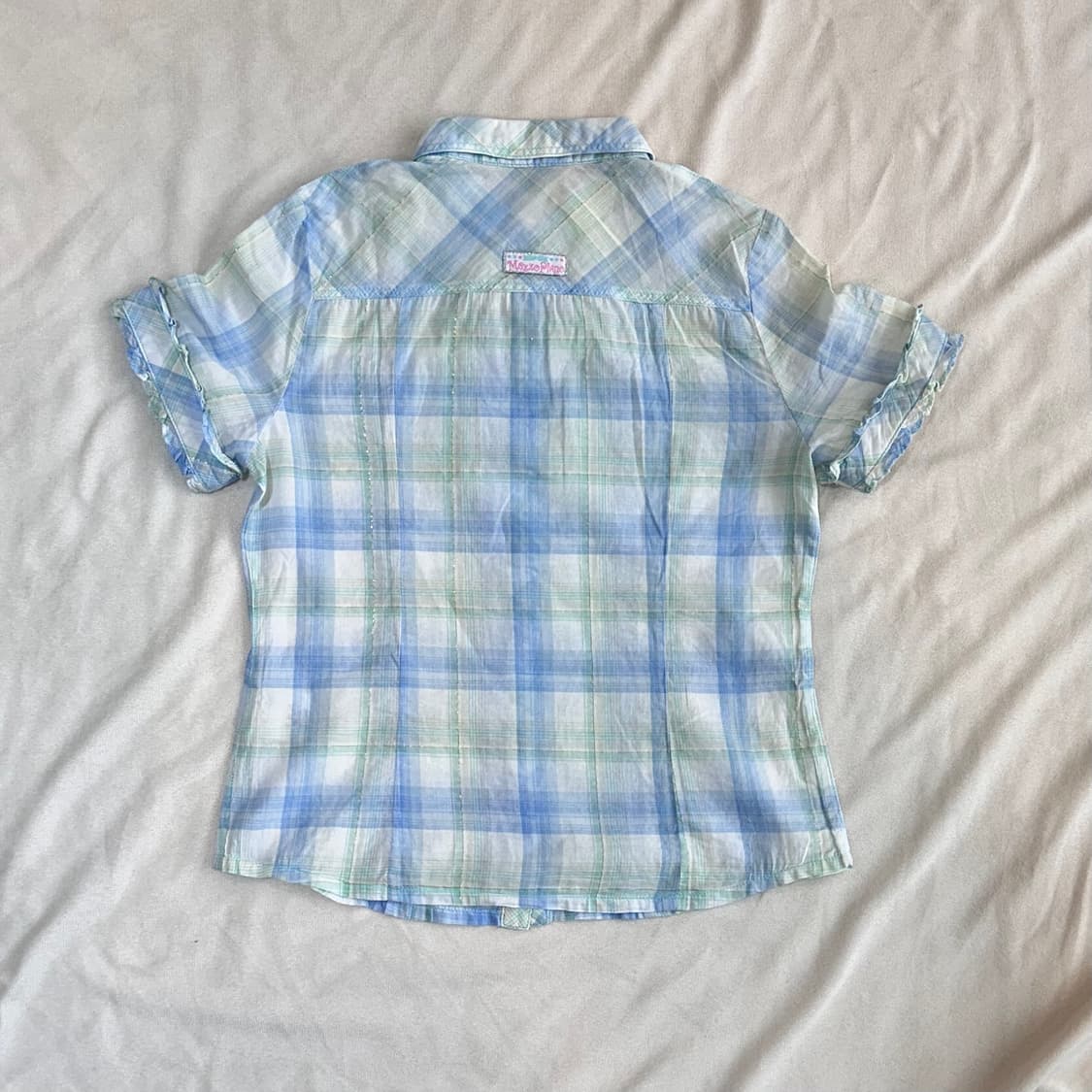 파스텔 체크 러플 프릴 블라우스 상품이미지4