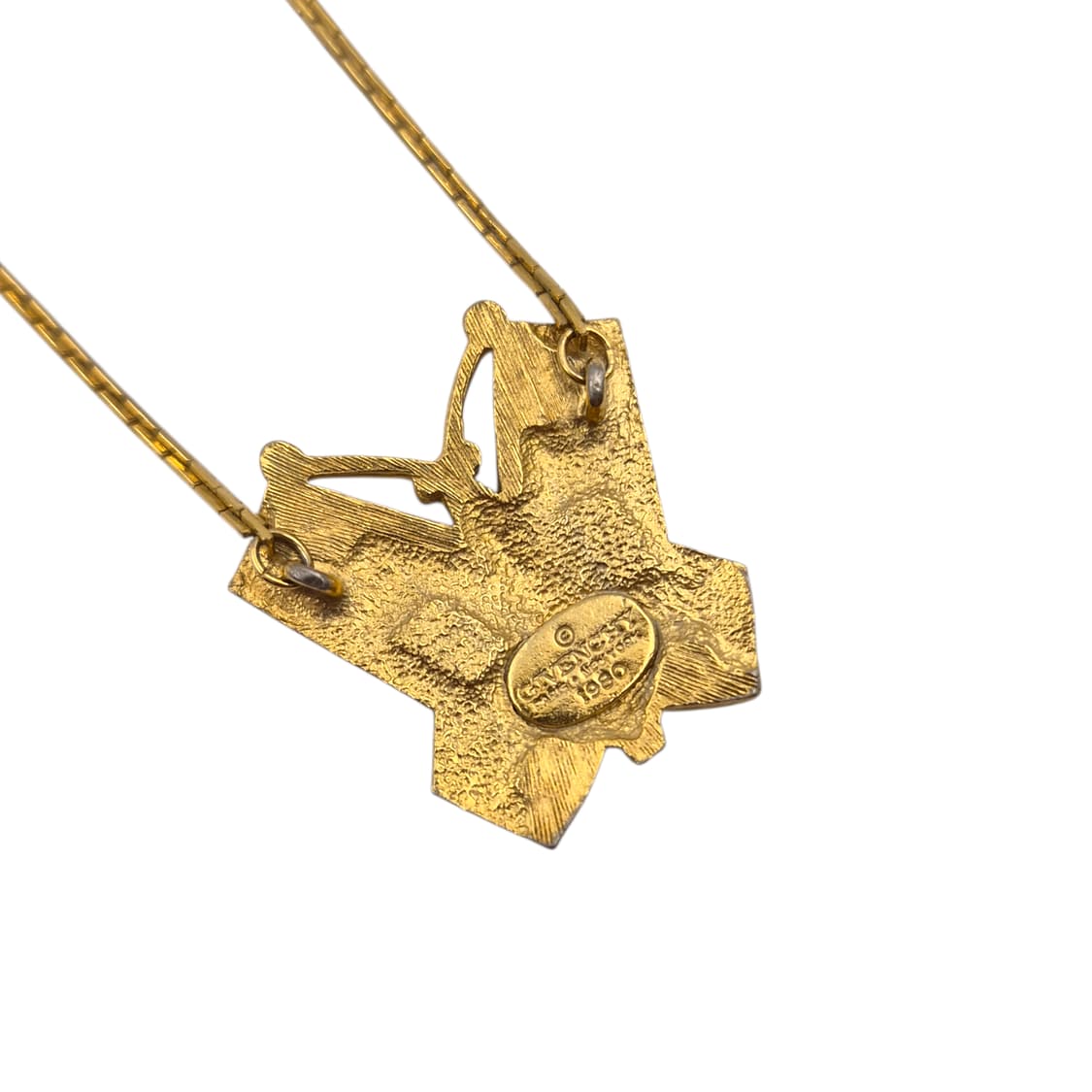 80s 지방시 골드 나비 조각 에나멜 칩 초커 상품이미지8