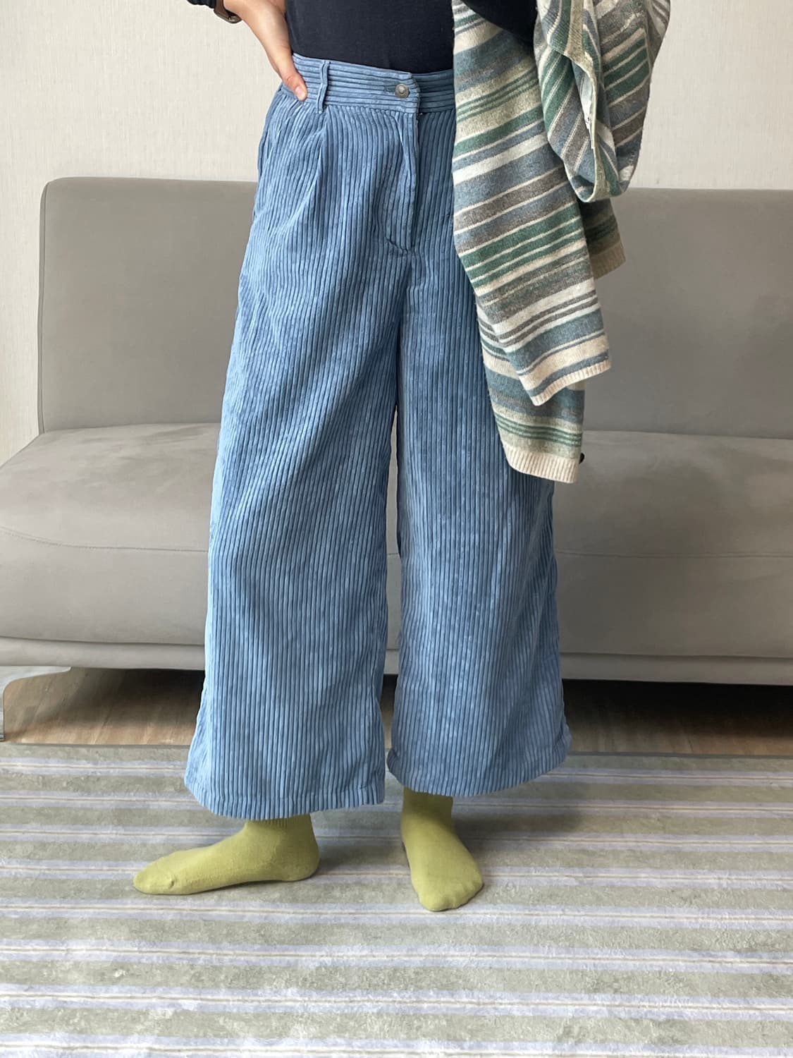 코듀로이 바지 일본 빈티지 블루 상품이미지3