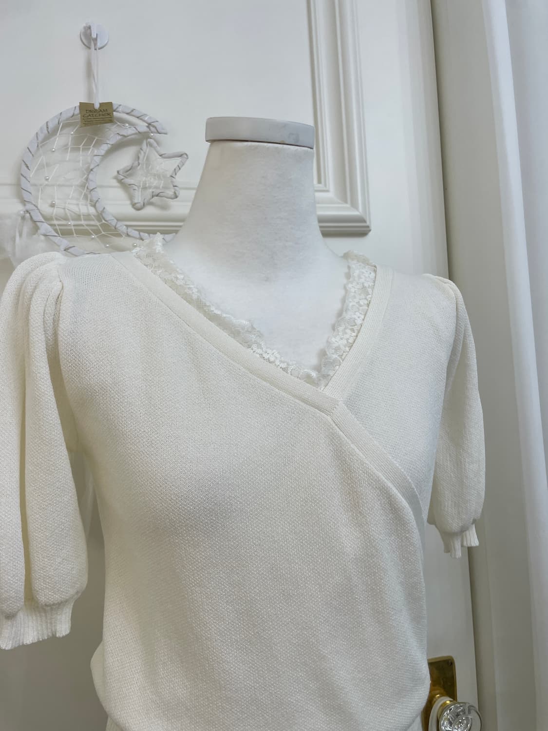 ivory wrap lace point knit top(size-M) 상품이미지5