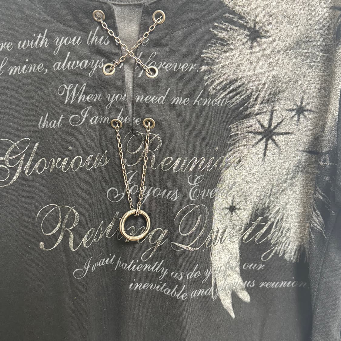 y2k 펑크 블랙 체인 레이어드 롱슬리브 티셔츠 상품이미지3