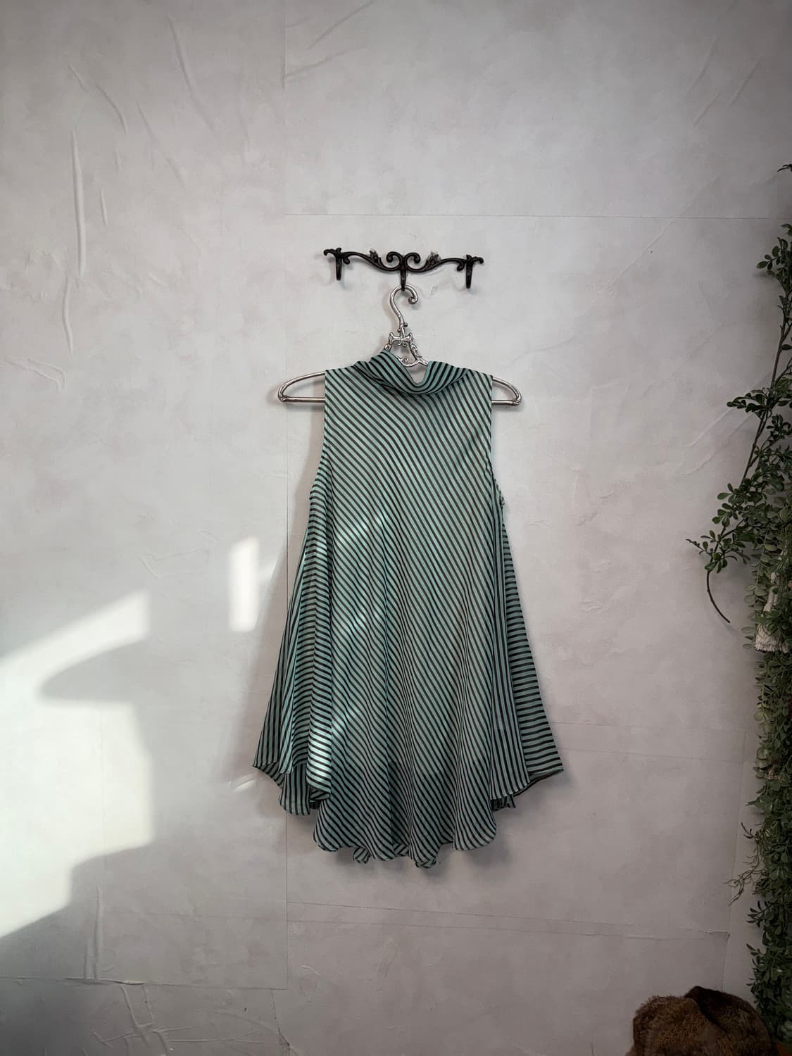 Mint brown chiffon stripe halter ops 상품이미지5