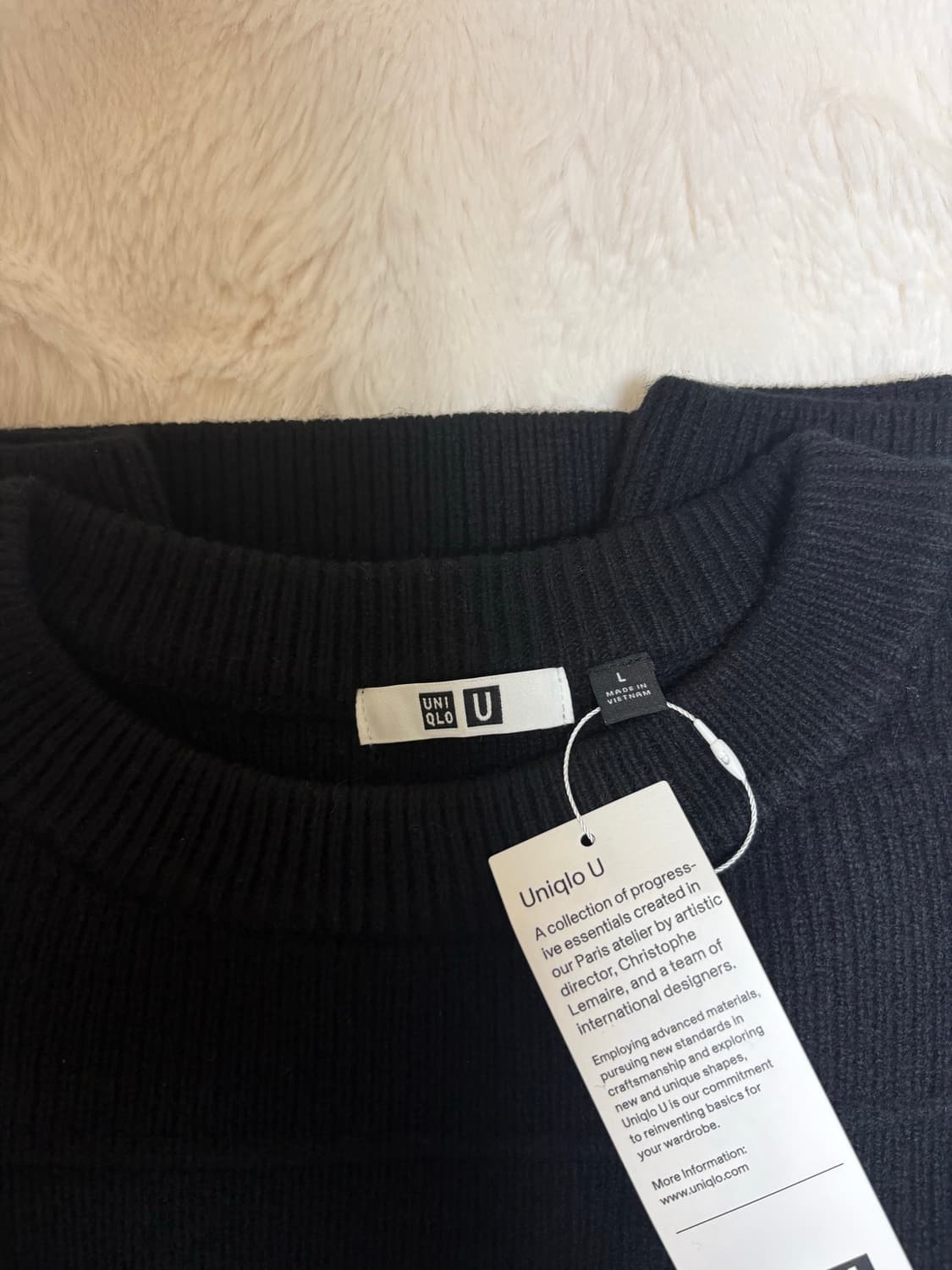 유니클로u 25fw 램스울 크루넥 스웨터 블랙 / L 상품이미지3