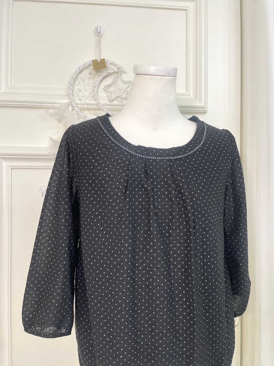 black silver dot pleats blouse(size-M) 상품이미지5