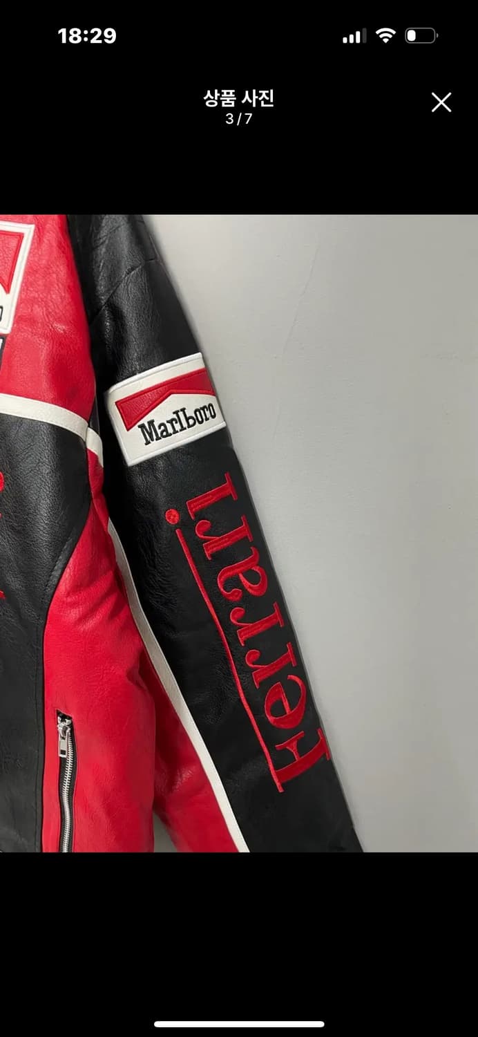 페라리 말보로 패치워크 레드 배색 레더 레이싱 자켓 A3400 상품이미지4