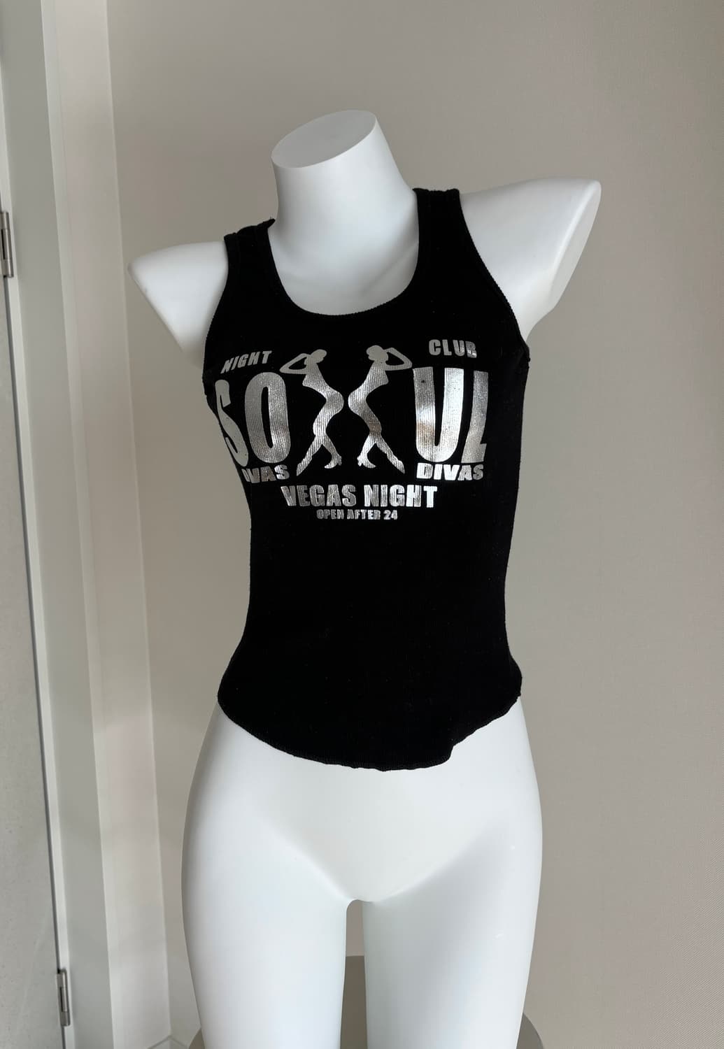 Soul Divas Y2K 슬리브리스 그런지 펑크 블랙 나시 오네갸루 상품이미지3