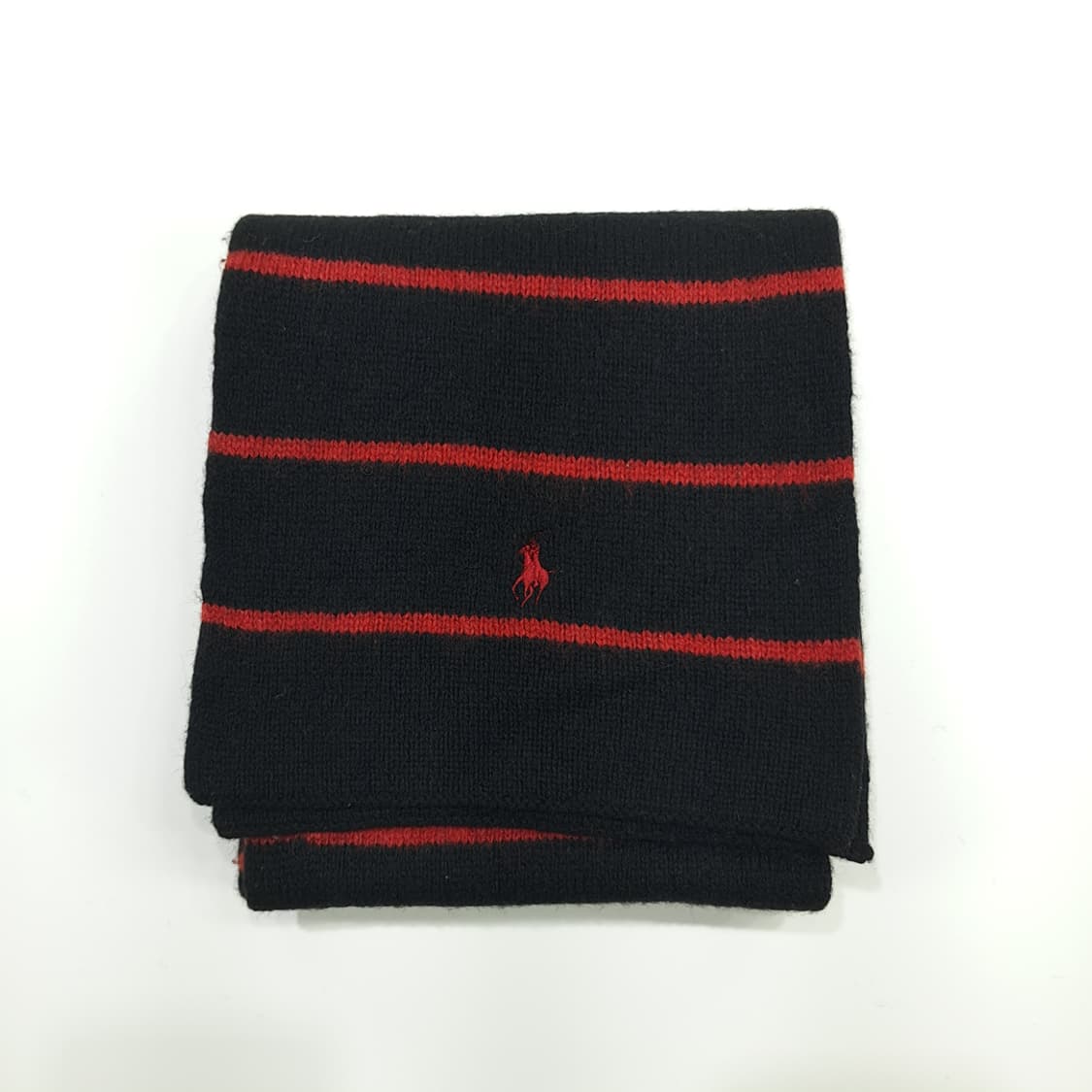 MX171 폴로 랄프로렌 블랙 레드 스트라이프 램스울 니트 목도리 머플러 상품이미지7