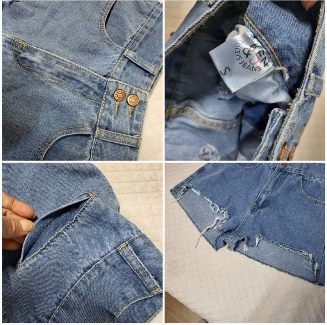 4002 ) 투버튼 하이웨스트 s 찢청반바지  새상품급 상품이미지3
