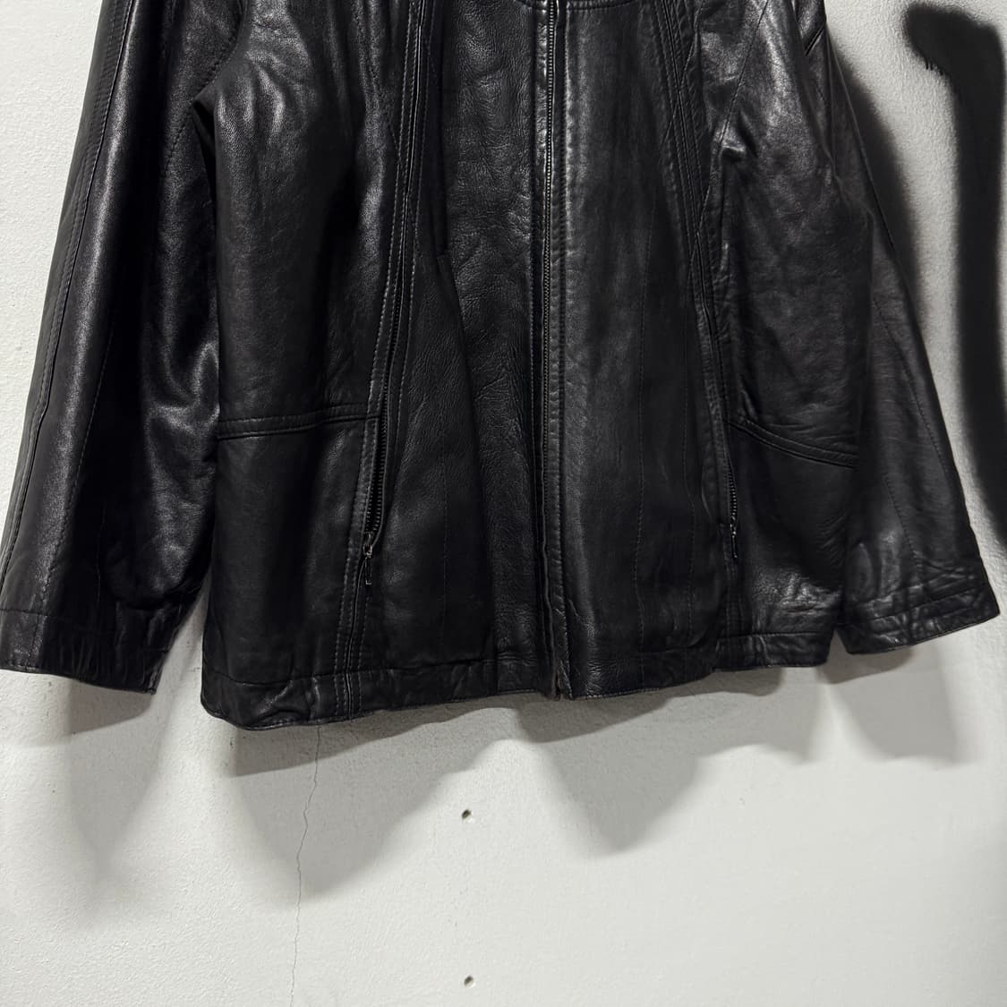 VTG 빈티지 100% 양가죽 퍼 카라 디테일 웨스턴 싱글 레더 자켓 상품이미지4