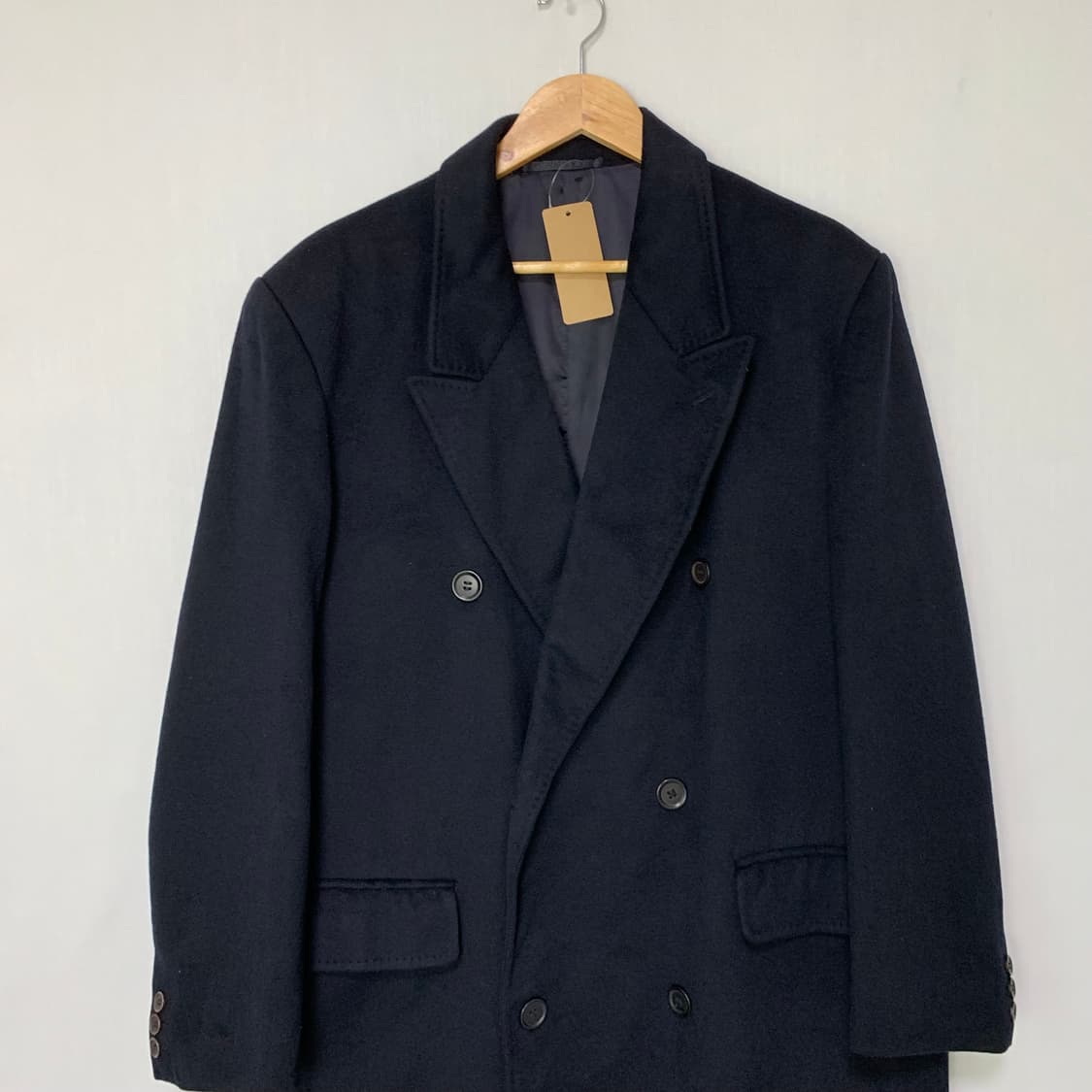 더블 버튼 롱 코트 캐시미어 블랙네이비 100 빈티지 남성코트 남녀공용 상품이미지2
