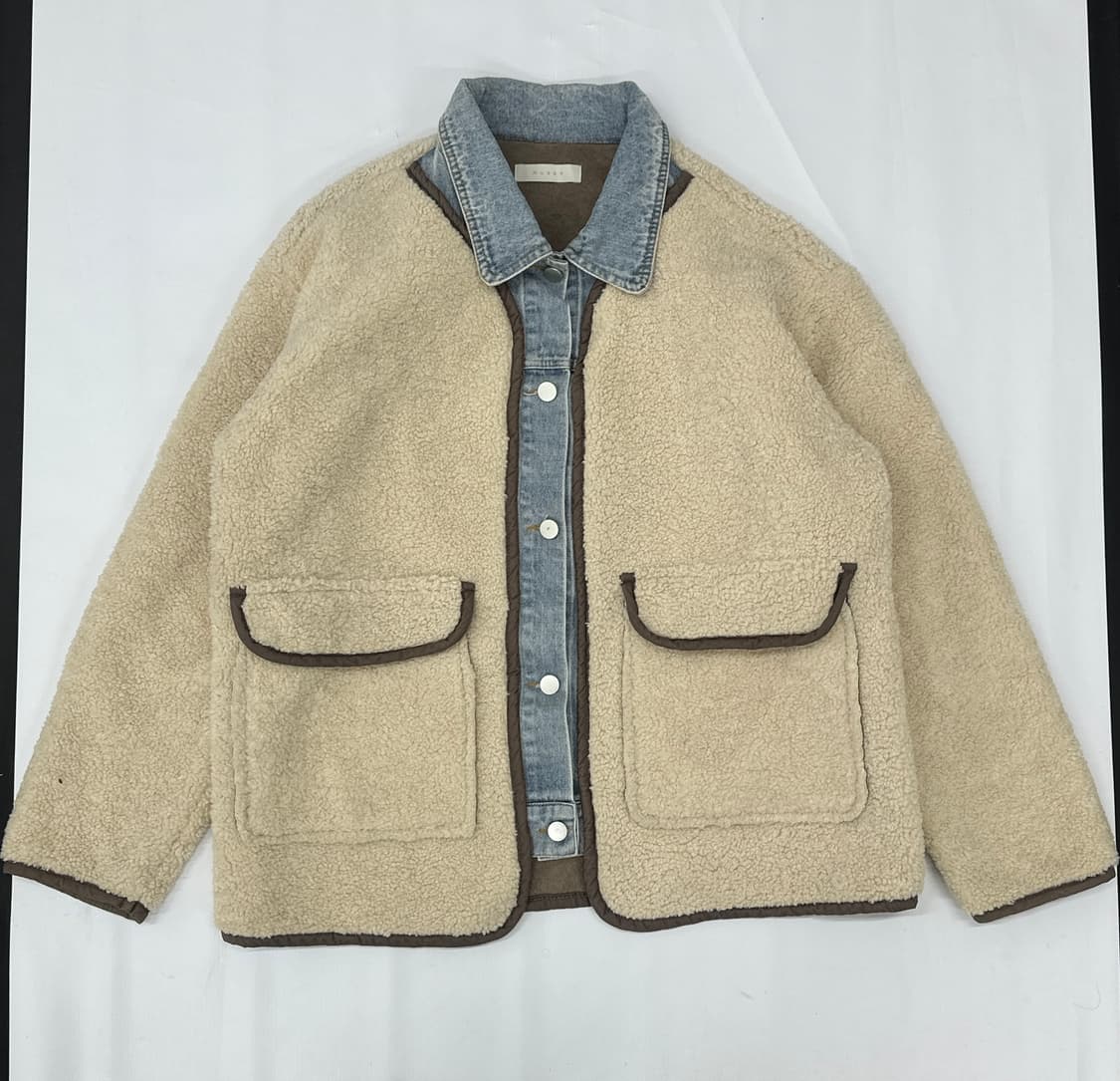 MUZON 청자켓 레이어드 양털 아우터 아메카지 그런지 자켓 무스탕 상품이미지2