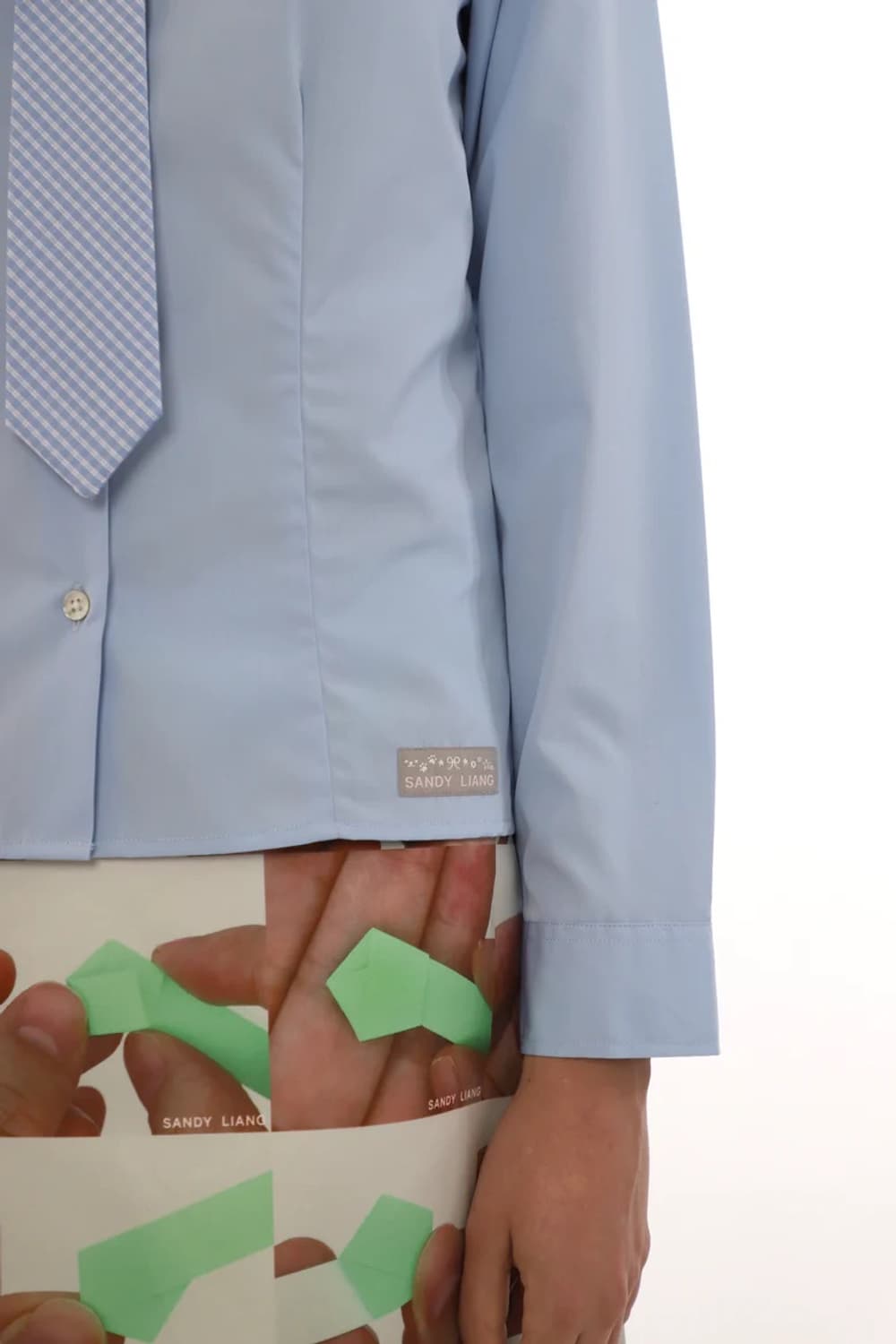 [XS,S]샌디리앙 25fw LEVI 타이 셔츠/블루 상품이미지4