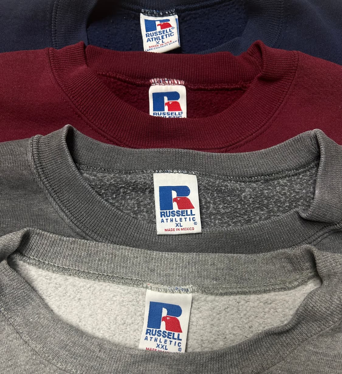 러셀 크루넥 4장 (네이비, 와인, 그레이X2) 일괄판매 상품이미지1