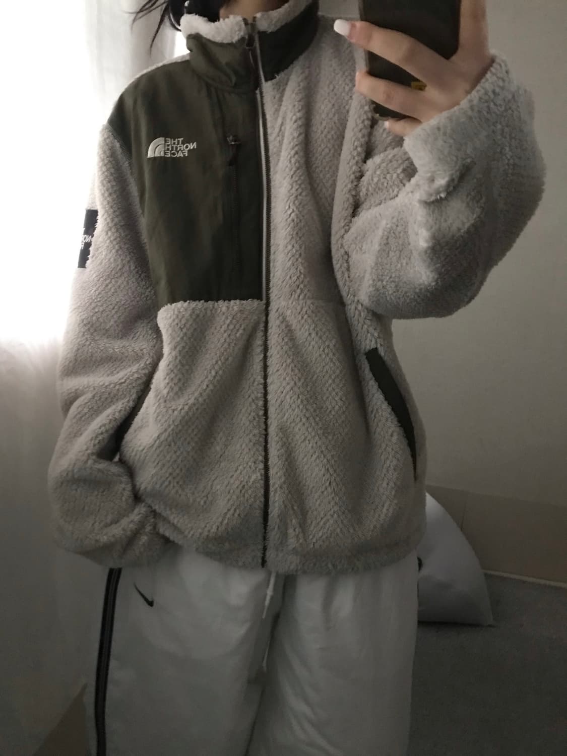 노페 카키 아이보리 후리스 상품이미지1