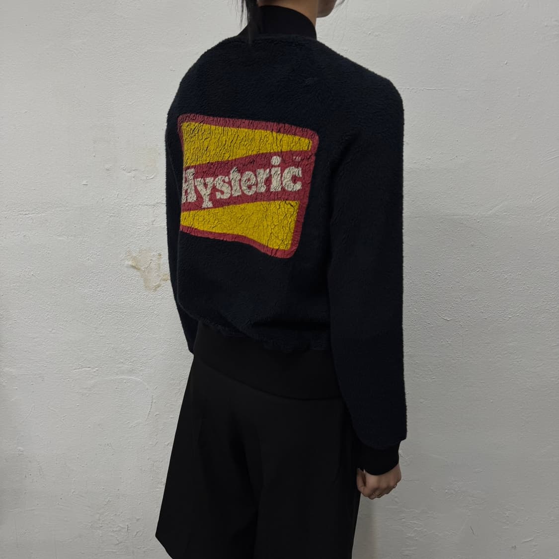 히스테릭글래머 블랙컬러 박스로고 프린트 쉐르파 스타디움 자켓  상품이미지2