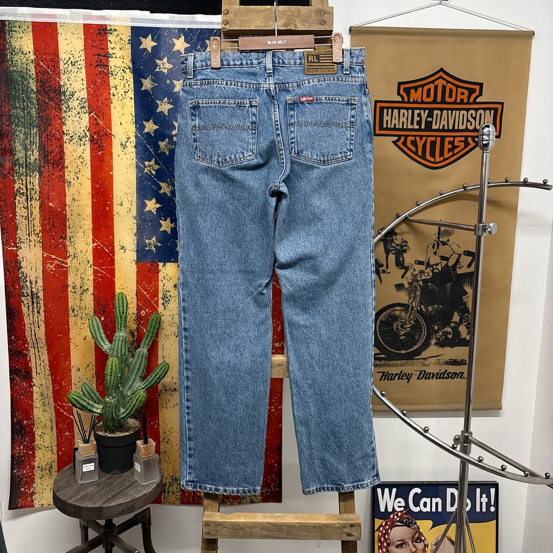 90s 폴로진스 세러데이 진 루즈 스트레이트 핏 데님팬츠 중청 N899 상품이미지2