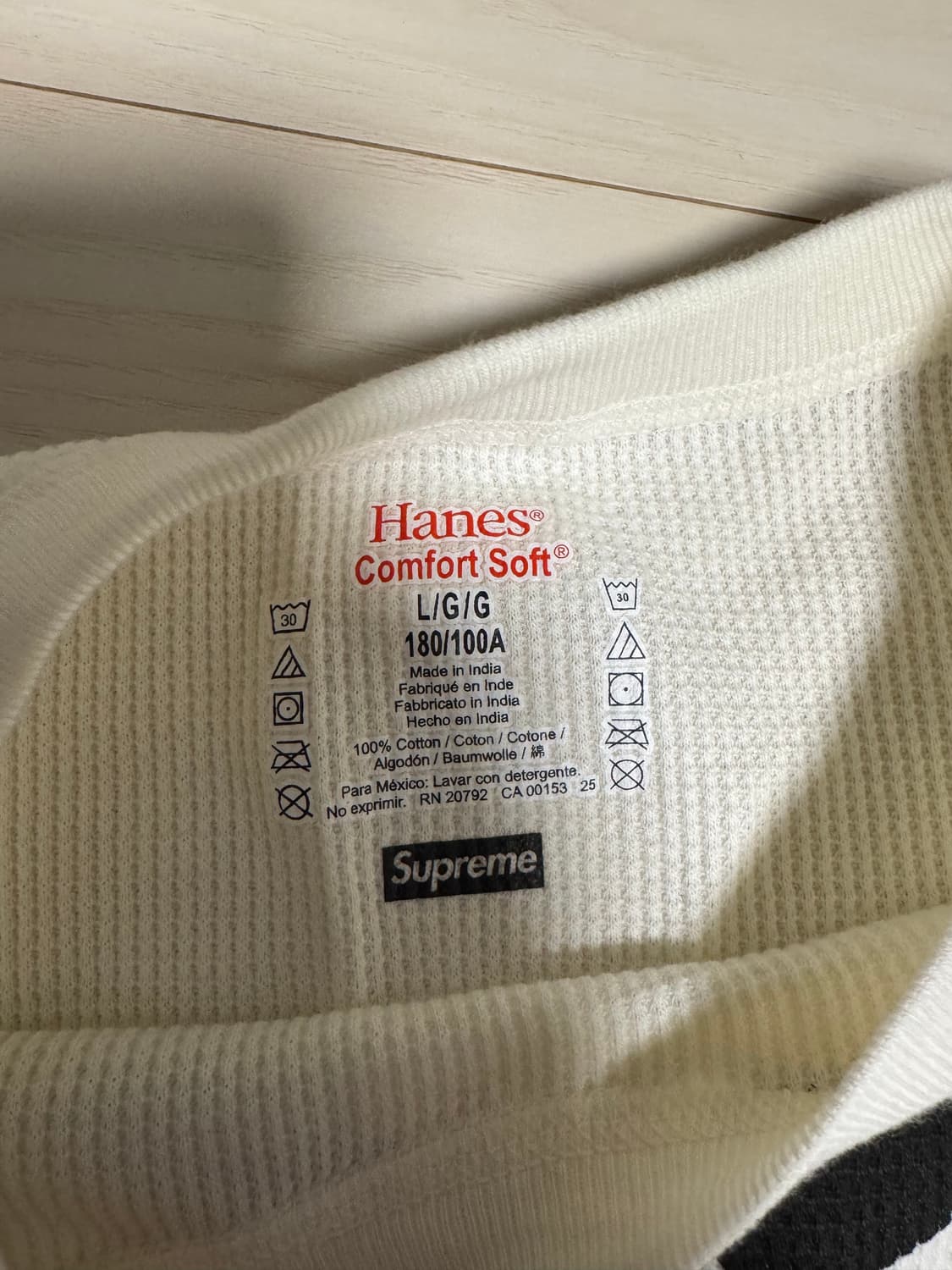 Supreme 슈프림 헤인즈 본즈 써멀 크루 내츄럴 L 상품이미지4