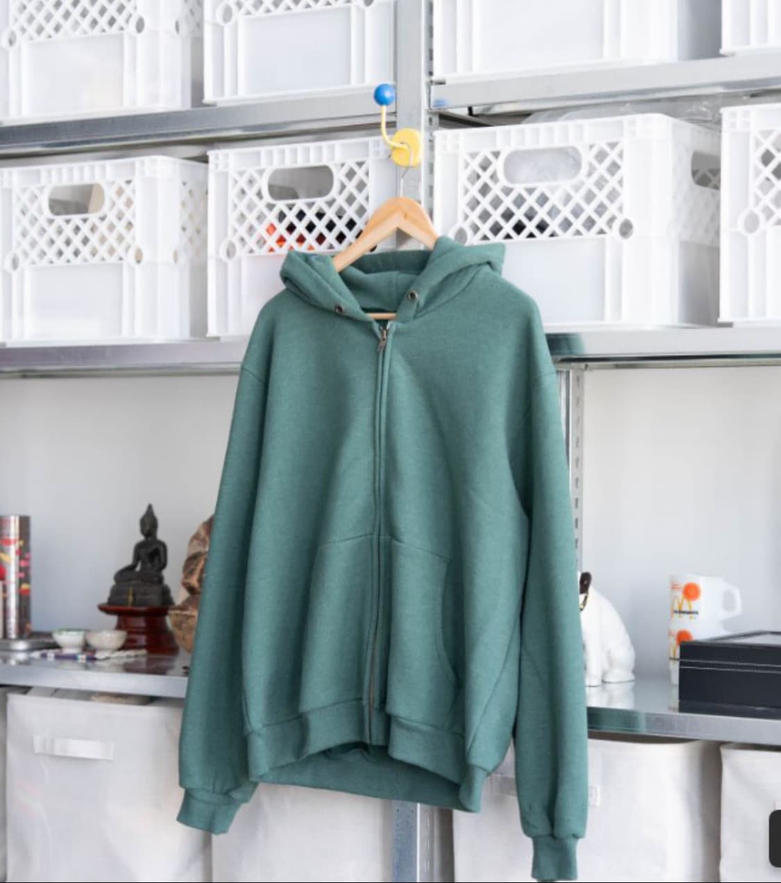 에브리원 후드 집업 1사이즈 멜란지 그린 everyworn 상품이미지1