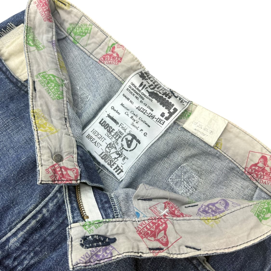 벤데이비슨 빈티지 비죠 백포켓 디테일 중청 워싱 데님 와이드팬츠 상품이미지7