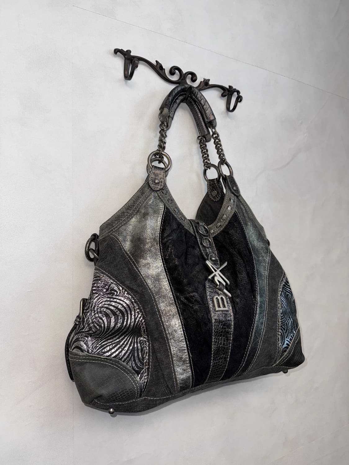 BNX black metal silver oriental tote bag 상품이미지2