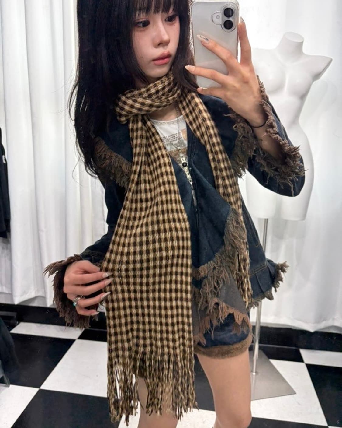 🎸브라운 체크 머플러🎸 상품이미지3