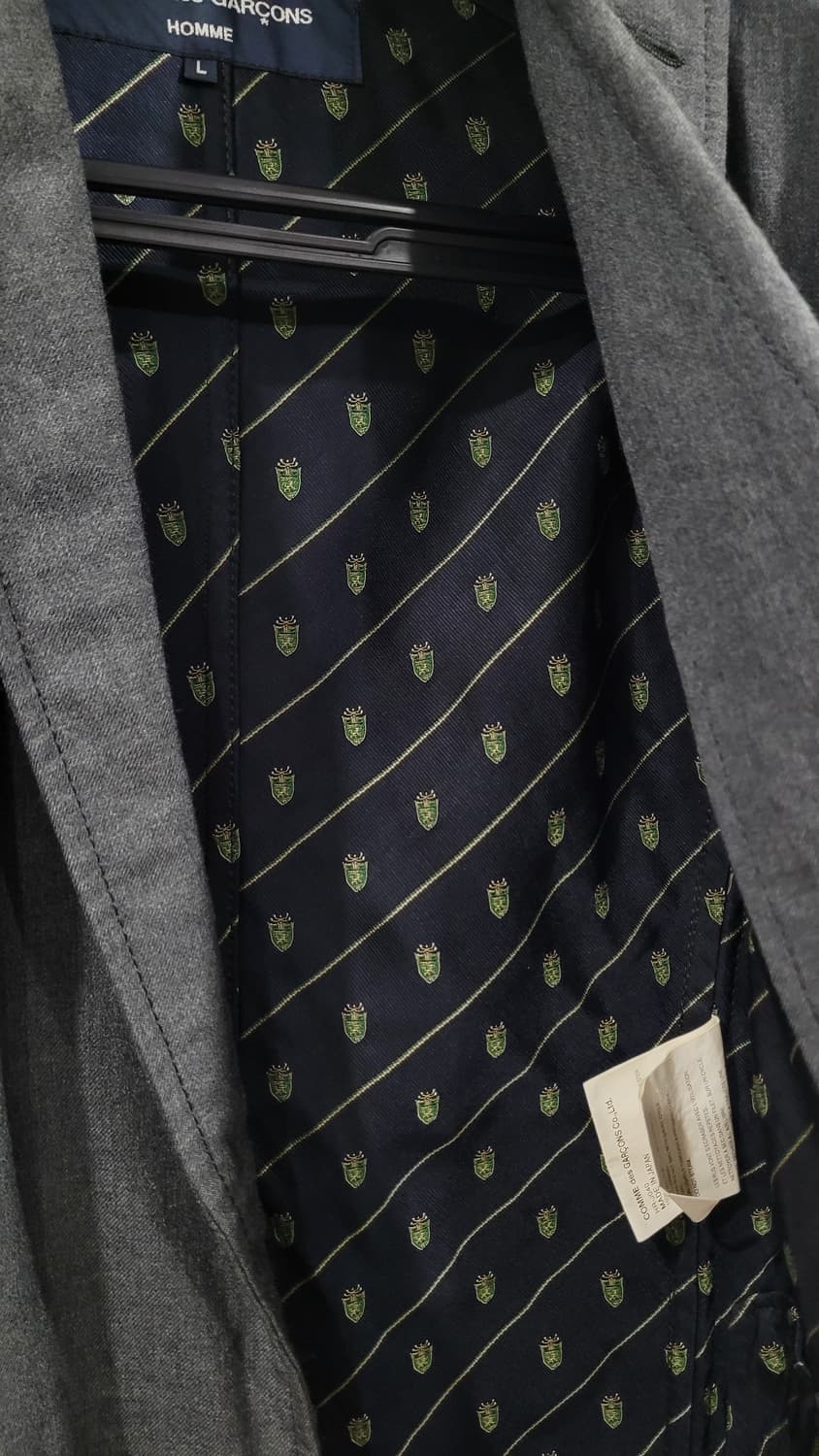 꼼데가르송 옴므 레지멘탈 넥타이 블레이져 차콜 L 상품이미지4