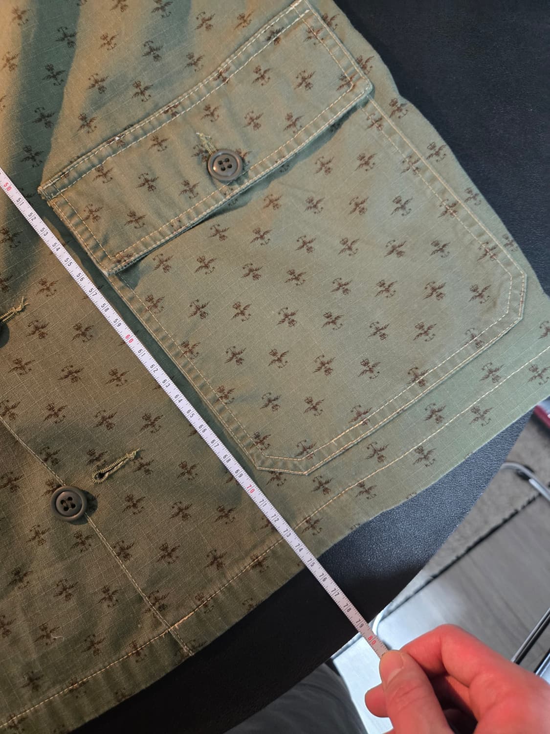 RRL 에반튼슨 프린트 반팔 올리브 셔츠 상품이미지5