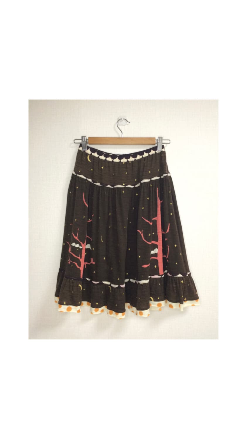 츠모리 치사토 브라운 프린팅 프릴 스커트 상품이미지6