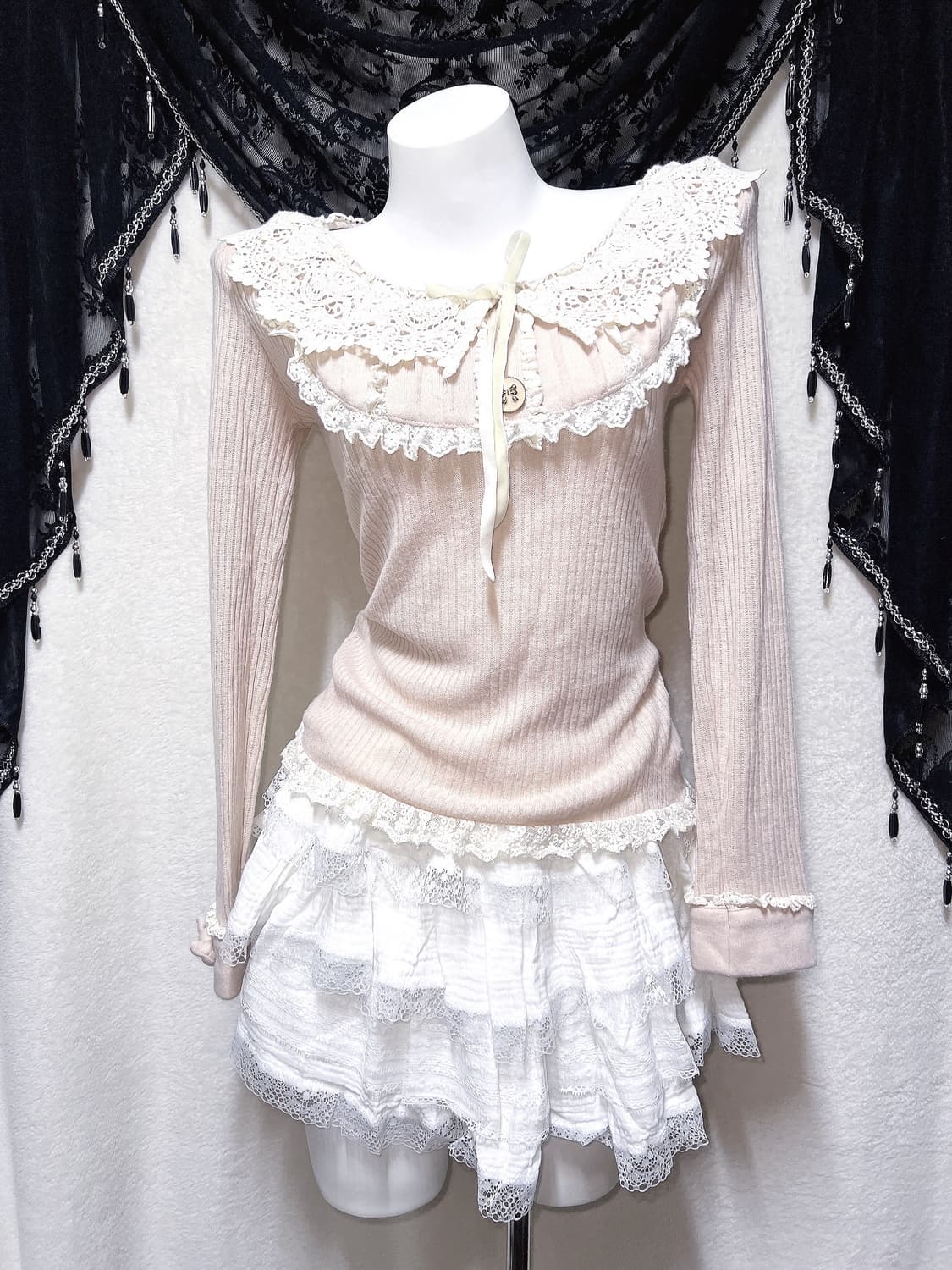 로맨틱갸루 로걀 화이트 레이스 프릴캉캉 스커트 큐롯 달천 페어리 핀터 상품이미지4