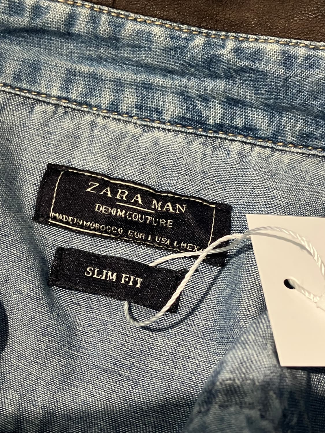 Zara man 웨스턴 투포켓 데님 셔츠 L 상품이미지7