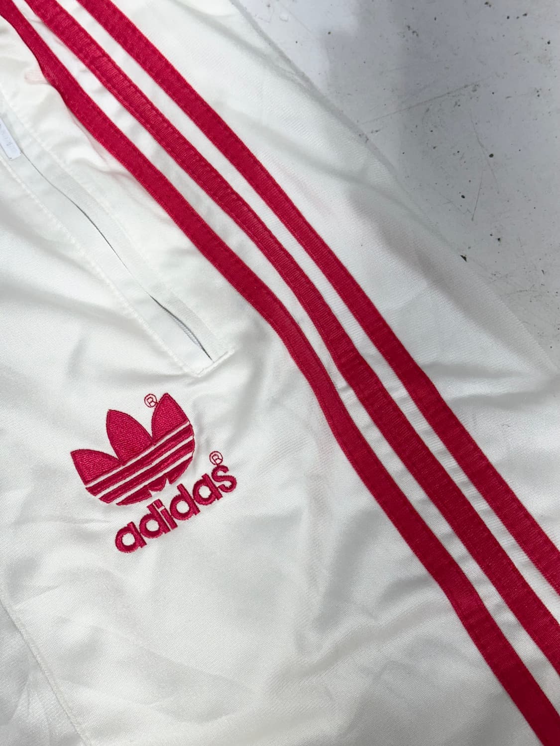 80s 아디다스 화이트 핑크 삼선 og 와이드 추리닝 바지 팬츠 L 상품이미지6