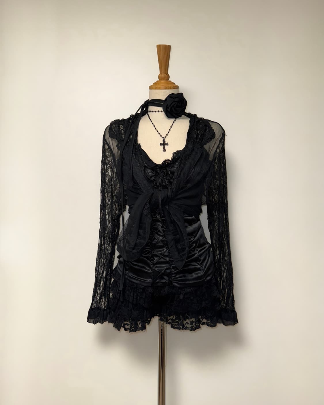 레이스 시스루 고스 데일리 셔츠 상품이미지6