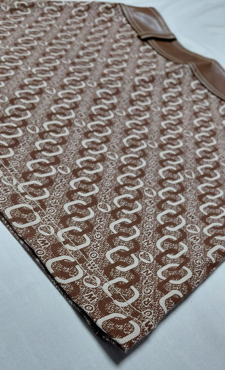 [프랑스 빈티지/38] MORGAN 로고 패턴 레더 배색 미니스커트 상품이미지3