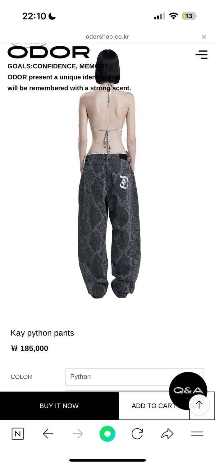 오도어 파이톤 팬츠 kay python pants 3사이즈 구해요 상품이미지1