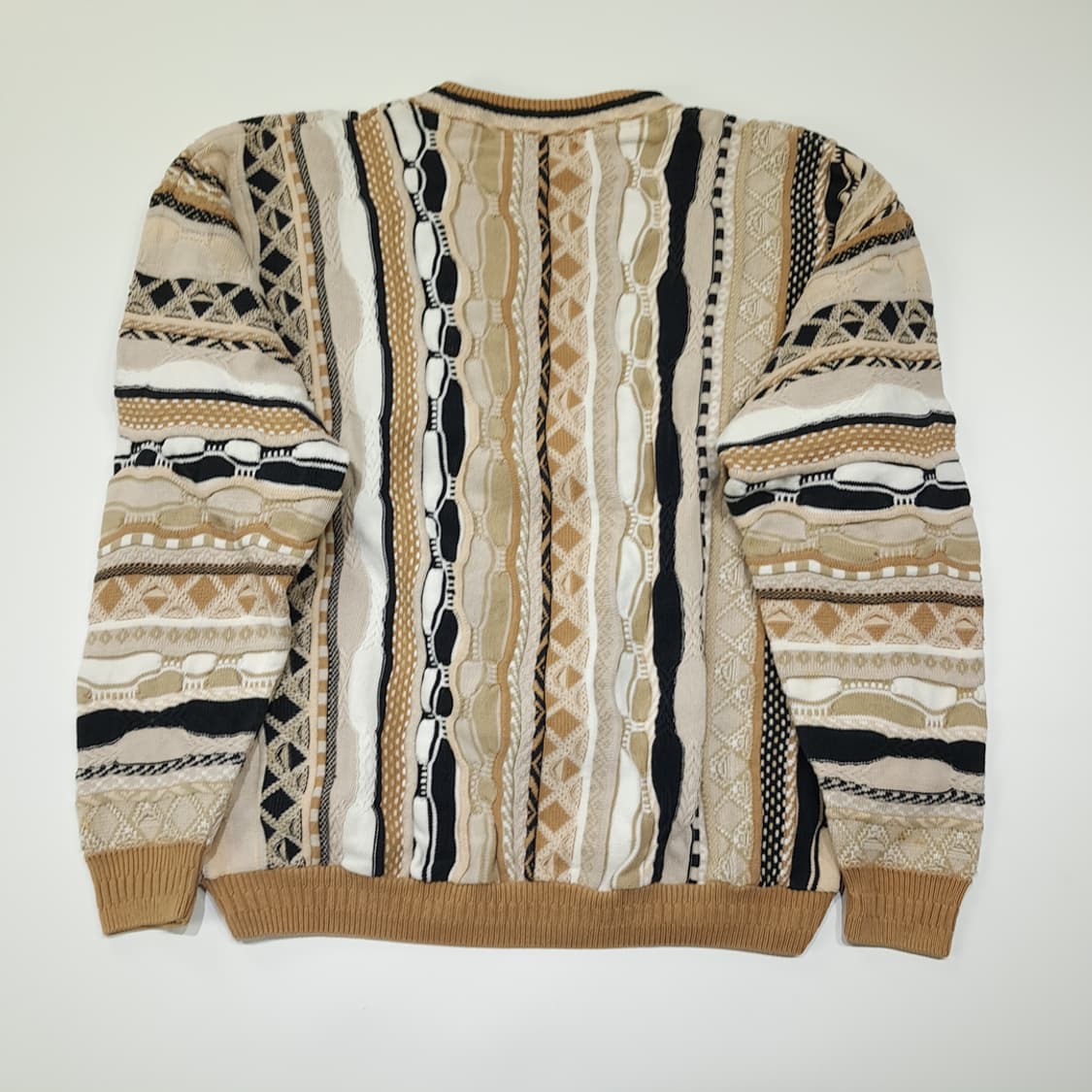 CL309 L 바크락 90s 캐나다판 코튼 삼디패턴 베이지 니트 스웨터 상품이미지6