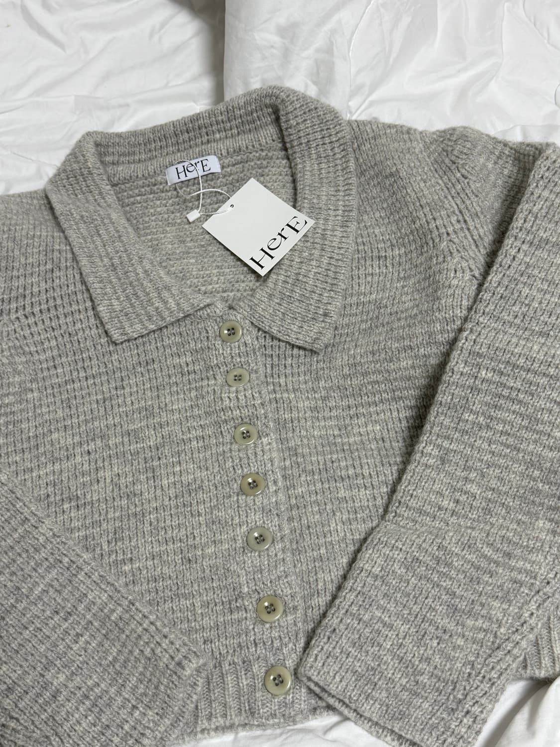 (새상품/택O) 바이무드 더히어 스코틀랜드 울 가디건 그레이 상품이미지10