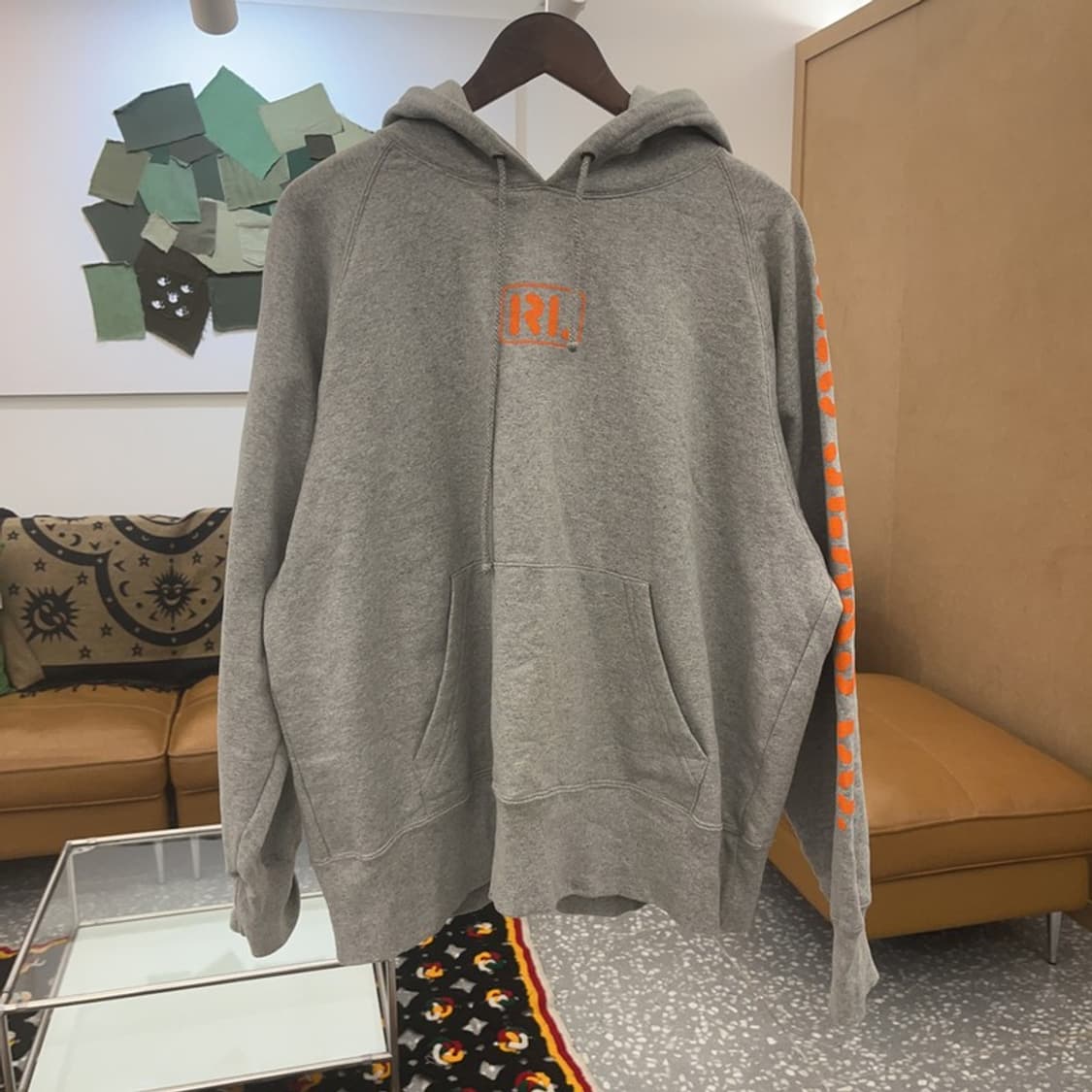 폴로 랄프로렌 올드스쿨 오렌지 슬리브로고 기모 후드티 105 C07247 상품이미지3