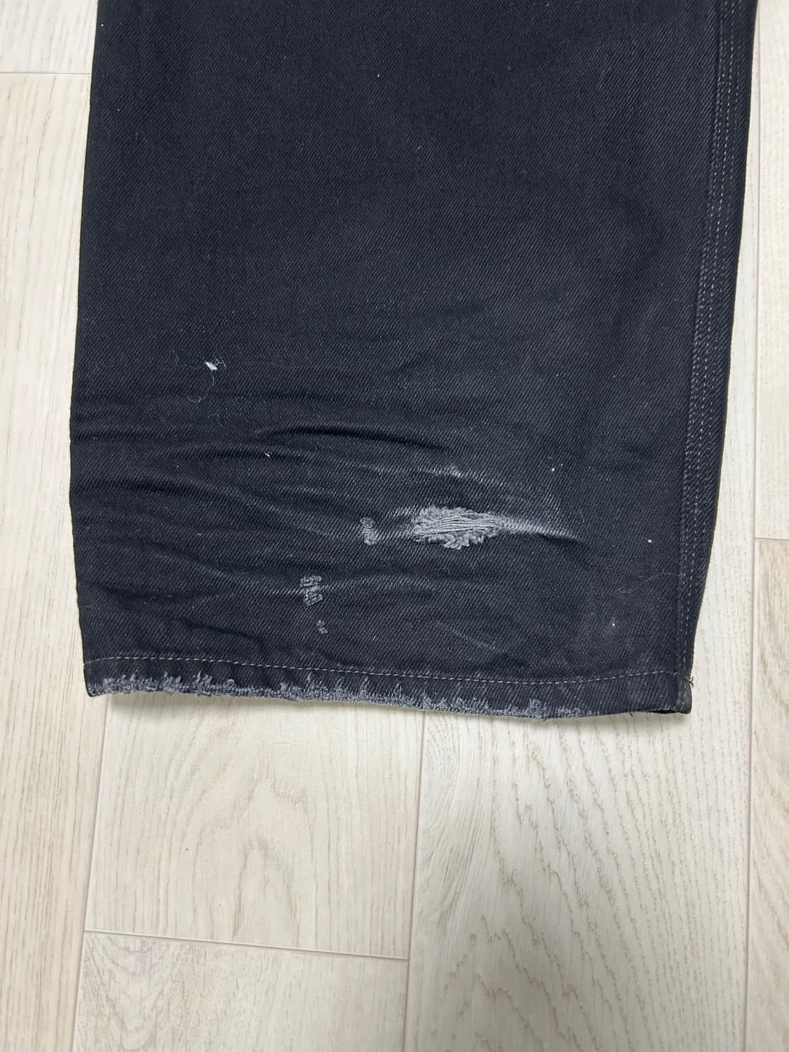 STU x hank 엠브로더리 데님 팬츠 블랙 상품이미지5