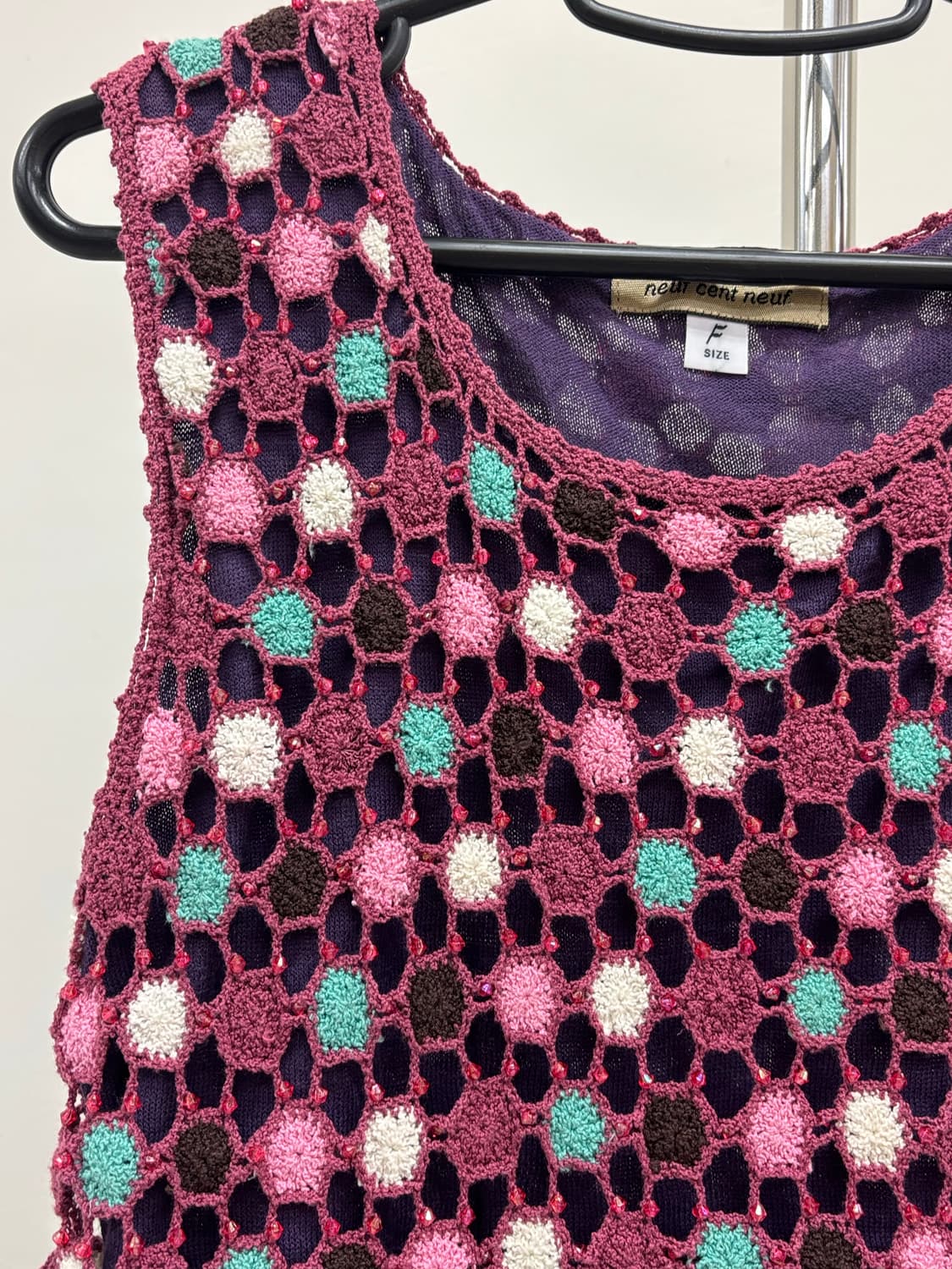 빈티지 핑크 크로셰 슬리브리스 상품이미지5