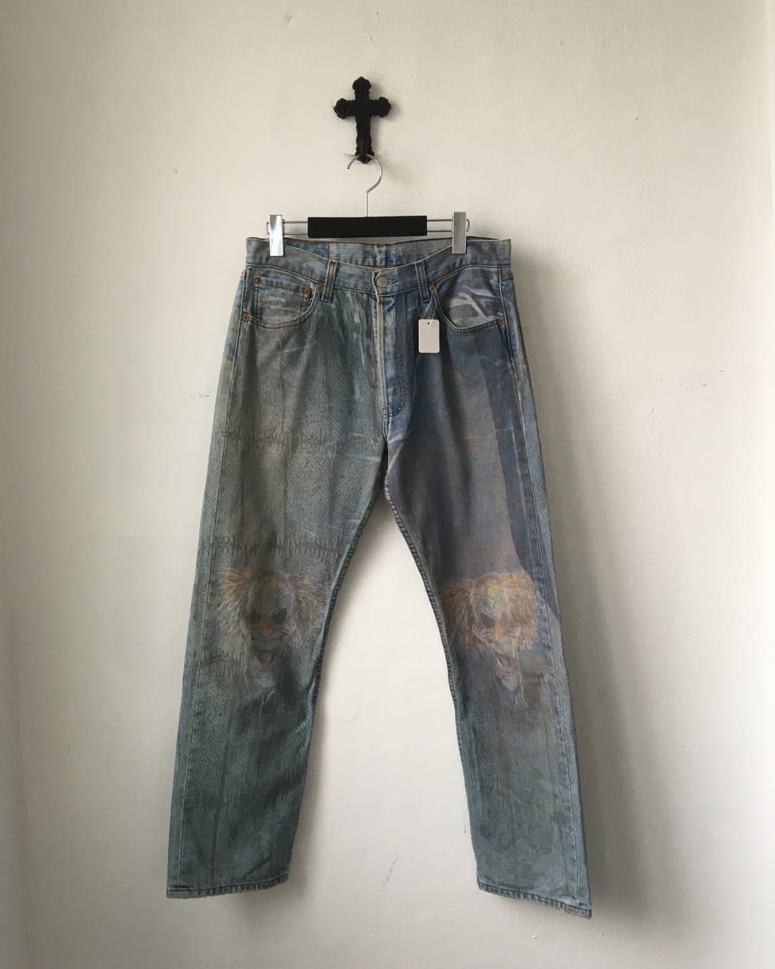 Graphic printing rework denim pants 상품이미지2