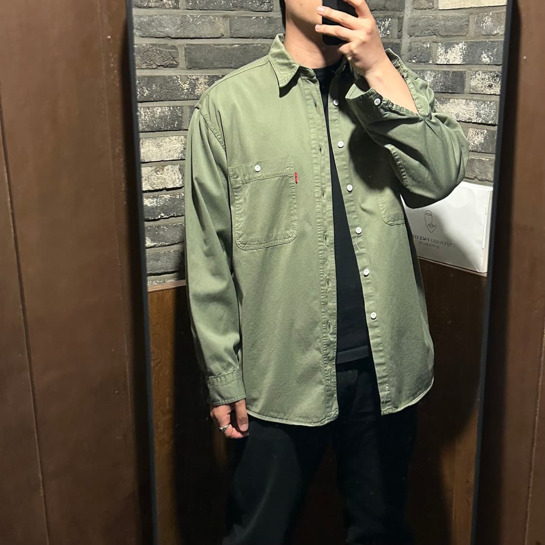 XL) 리바이스 올리브 카키 투포켓 코튼 셔츠 상품이미지7