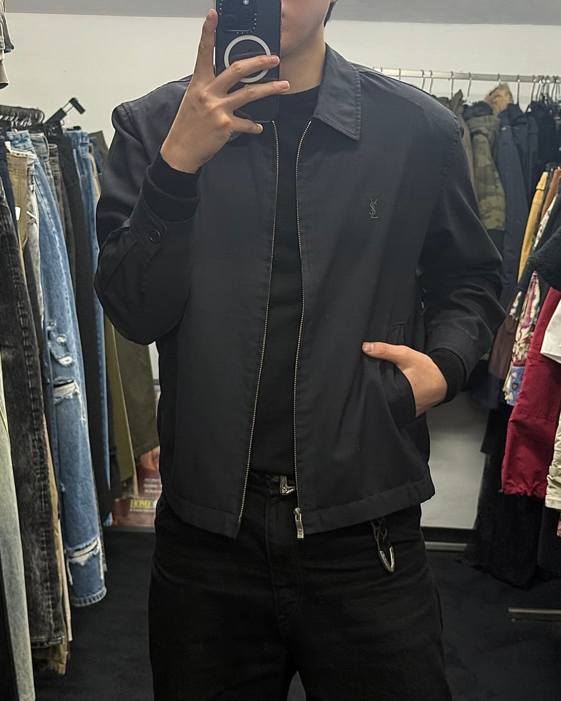 Ysl Pour Homme 블루종 봄버 자켓 점퍼 블랙 명품 입생로랑 상품이미지1