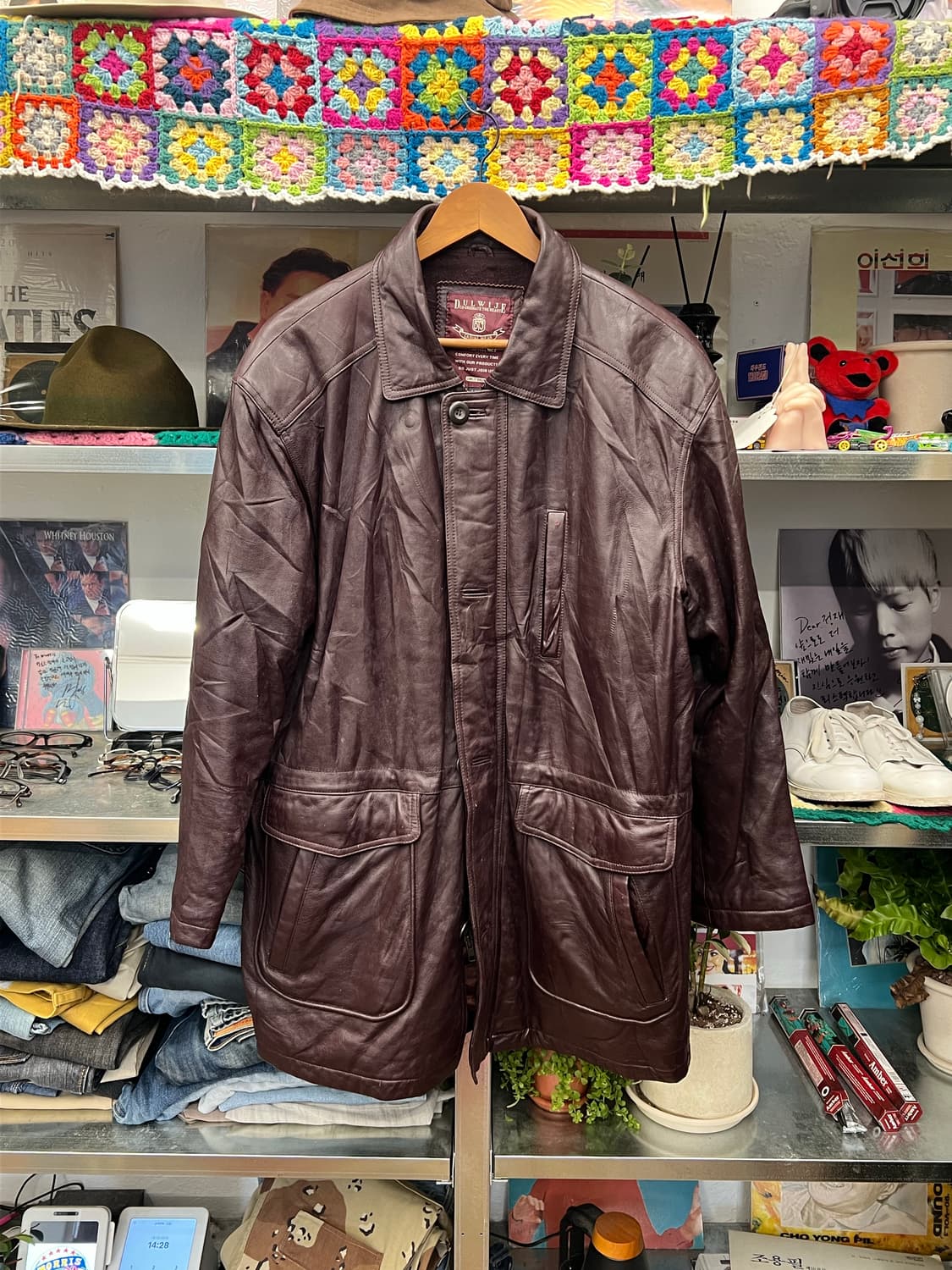 Vintage Brown Leather Half Coat 상품이미지1
