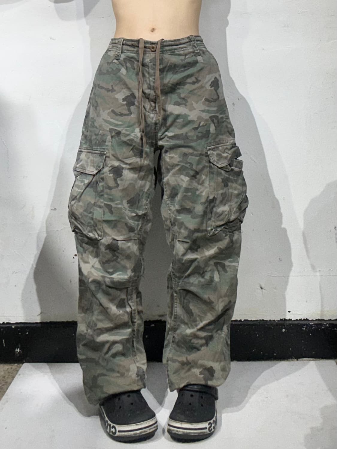 일본 빈티지 camp 카키 카모 와이드 카고 팬츠  상품이미지2